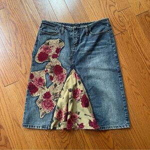 Vintage Y2K Denim Low Rise Skirt Patchwork